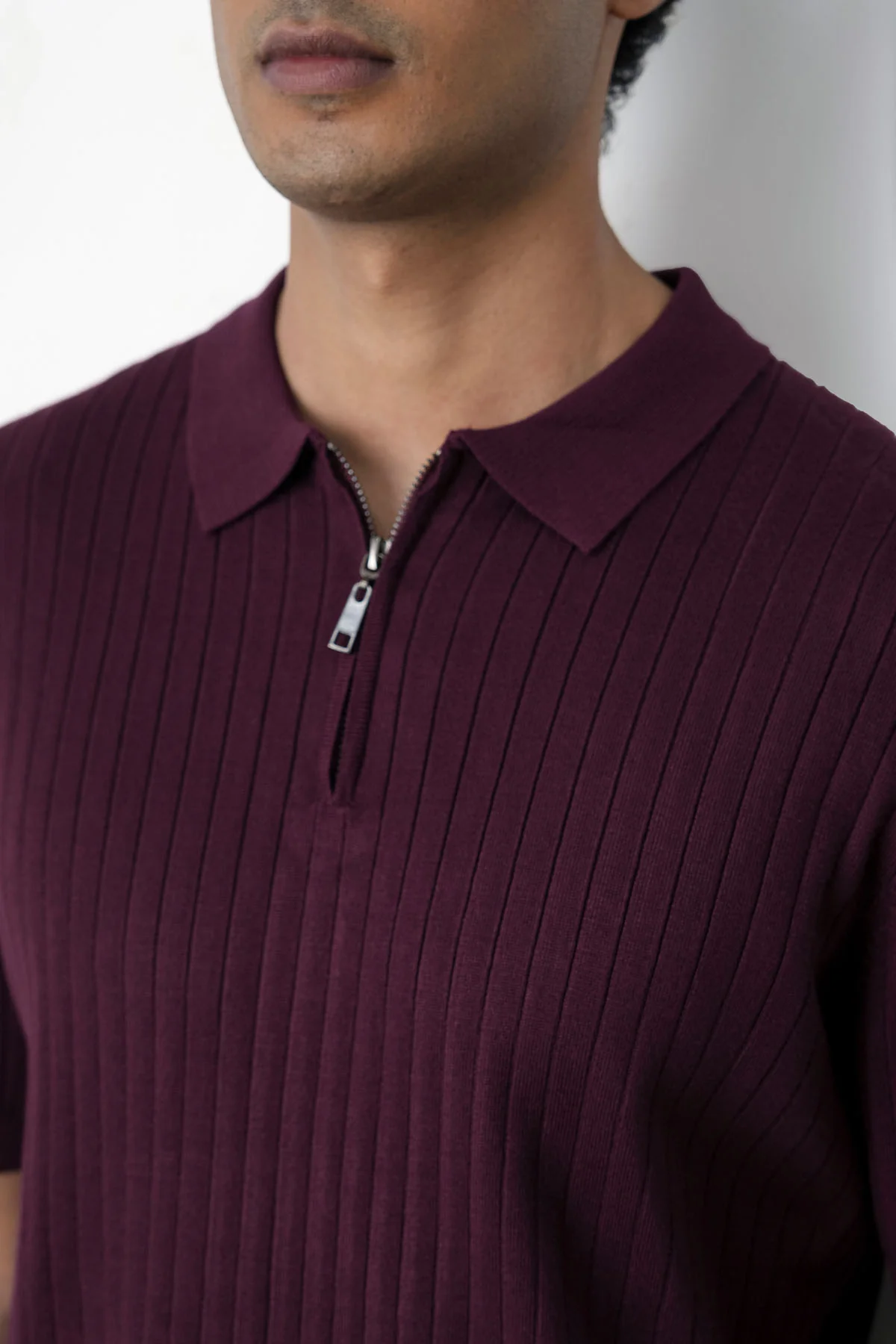 RIBBED ZIPPER POLO