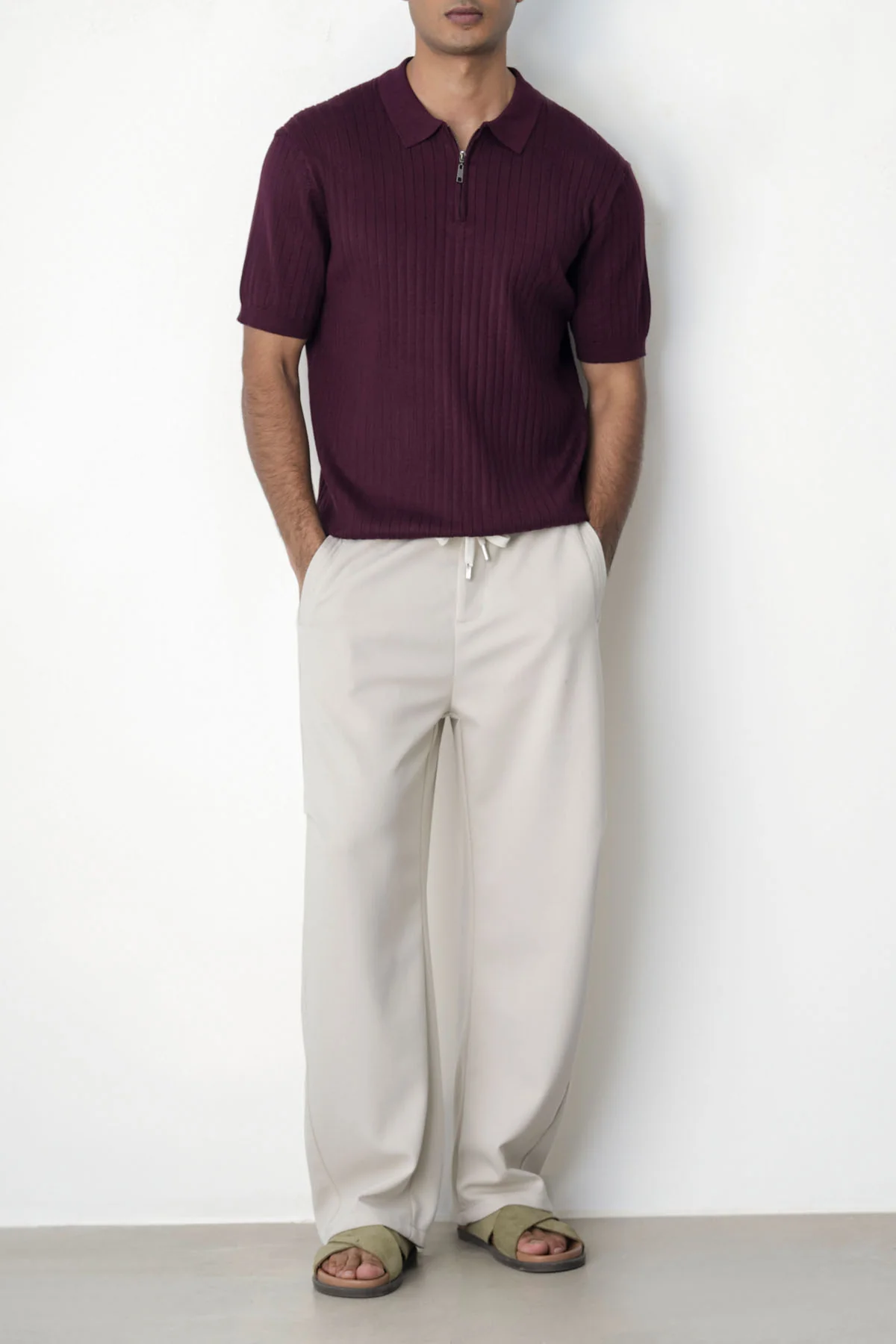 RIBBED ZIPPER POLO