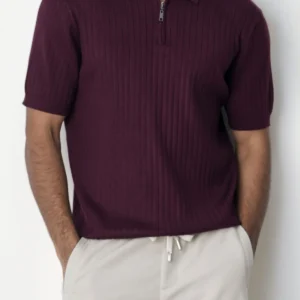 RIBBED ZIPPER POLO