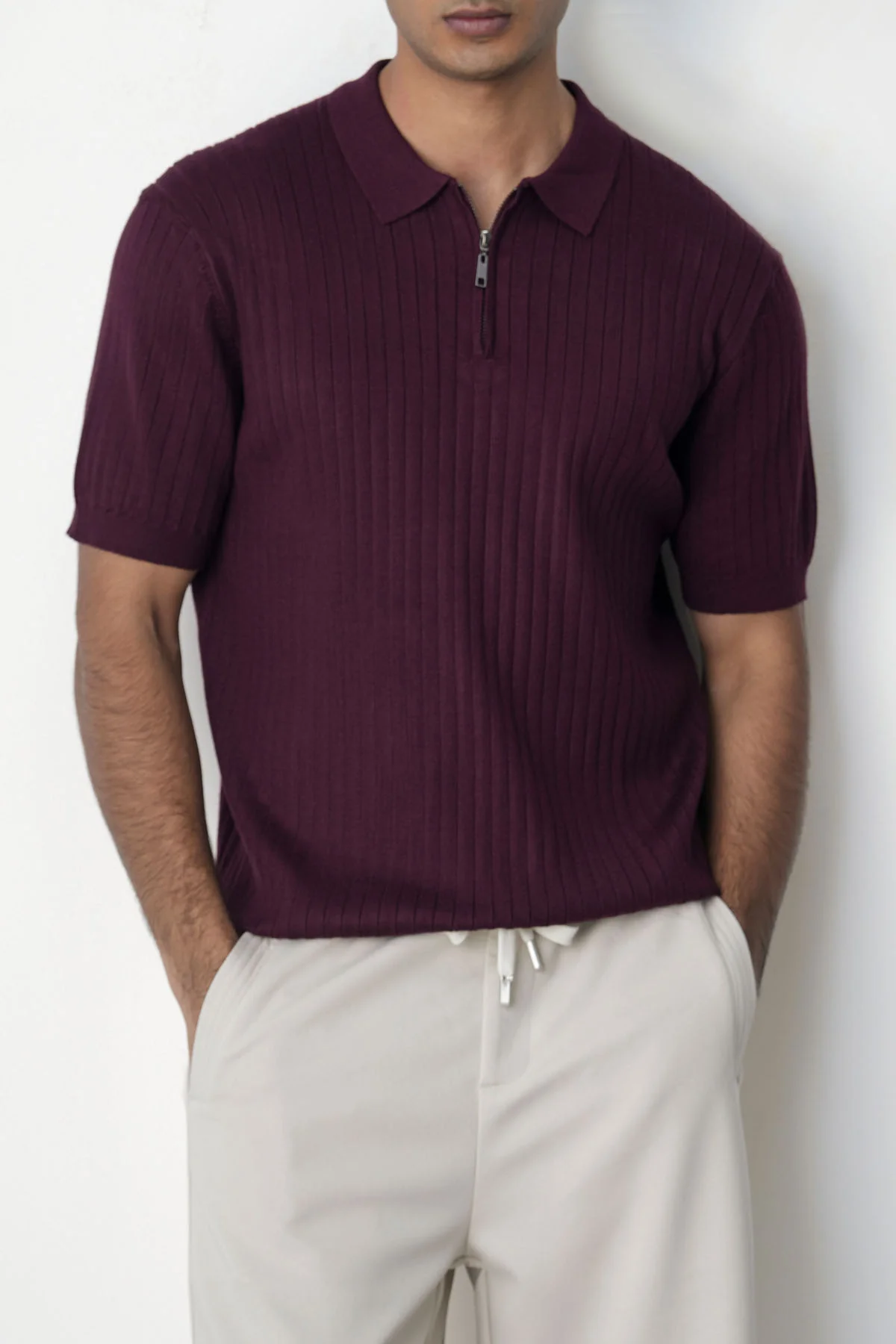 RIBBED ZIPPER POLO