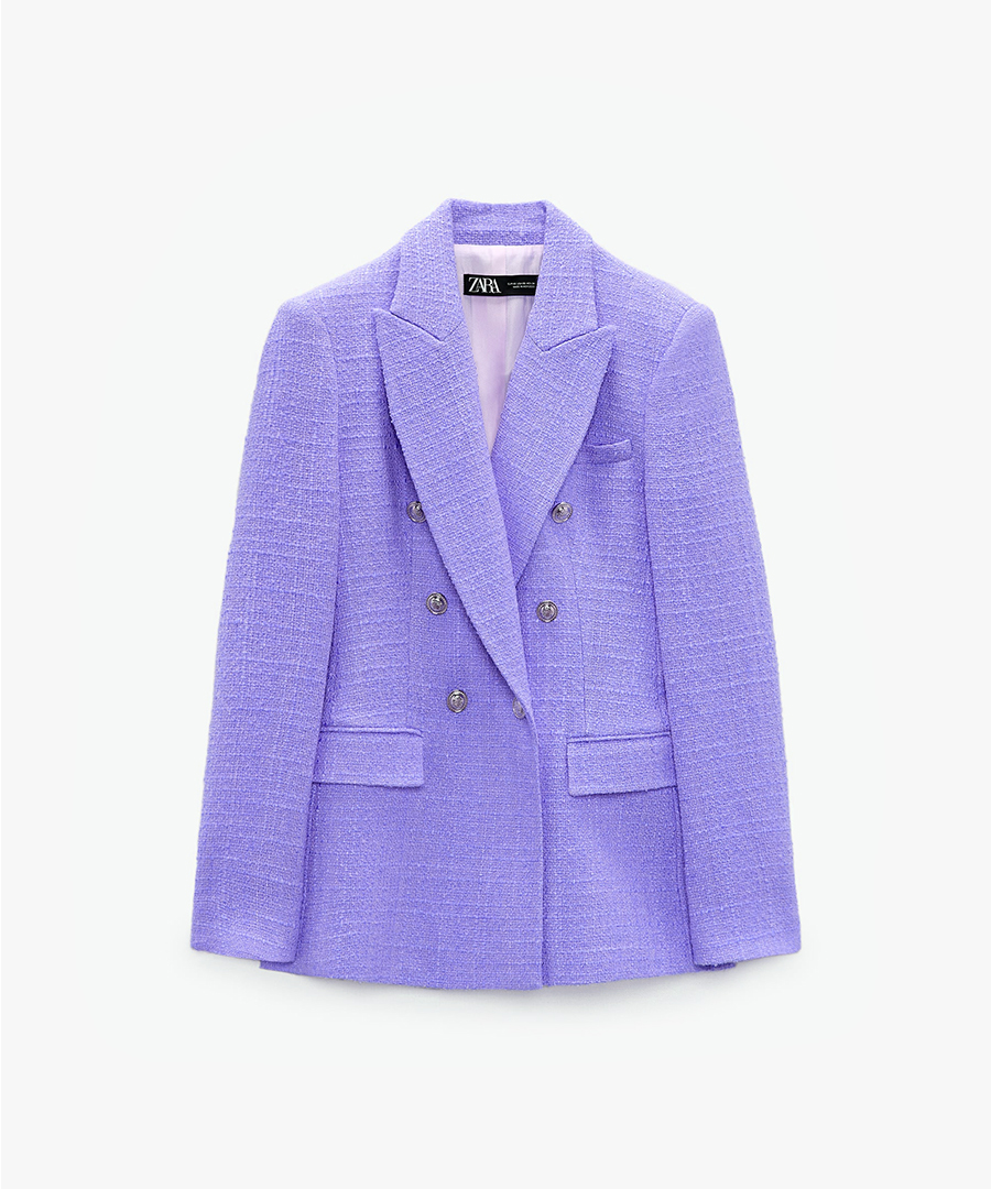 Women’s Double-Breasted Textured Tweed Blazer