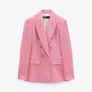 Women’s Double-Breasted Textured Tweed Blazer