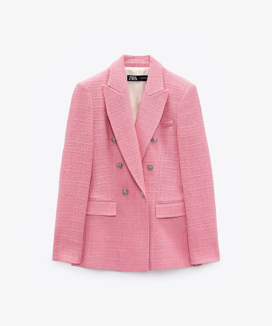 Women’s Double-Breasted Textured Tweed Blazer