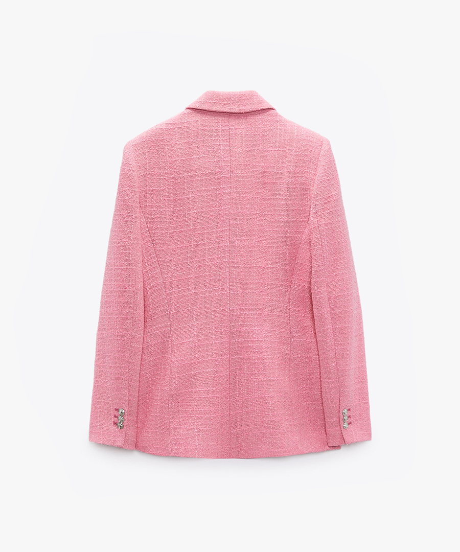 Women’s Double-Breasted Textured Tweed Blazer