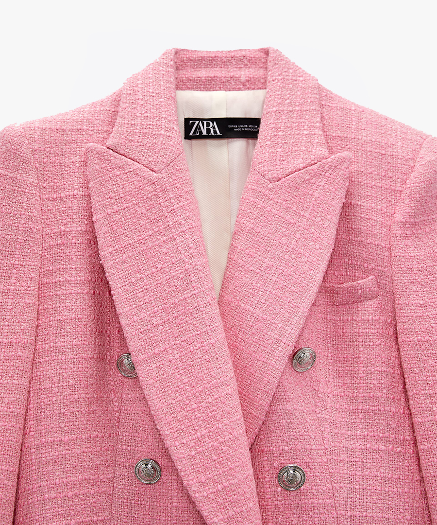 Women’s Double-Breasted Textured Tweed Blazer