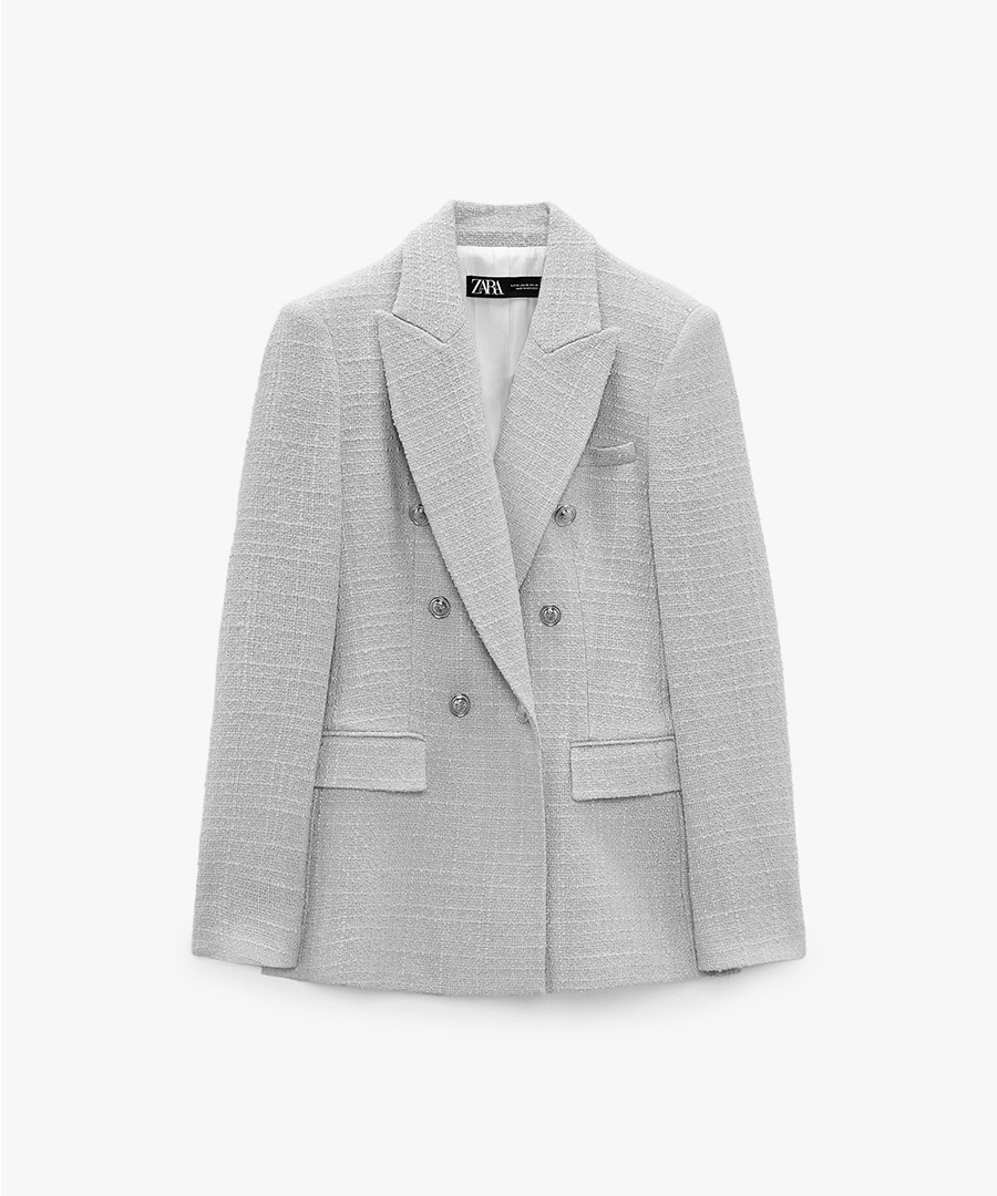 Women’s Double-Breasted Textured Tweed Blazer
