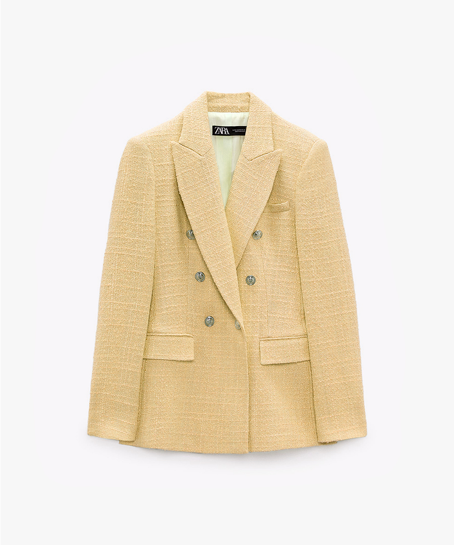 Women’s Double-Breasted Textured Tweed Blazer