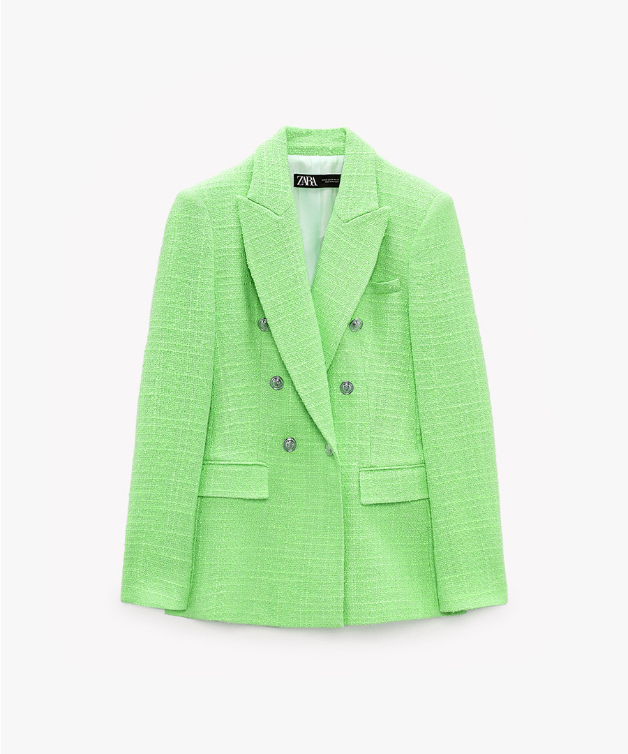 Women’s Double-Breasted Textured Tweed Blazer