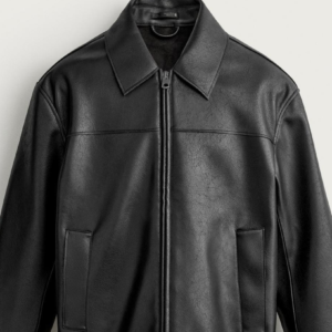 REGULAR FIT LEATHER EFFECT OVERSHIRT