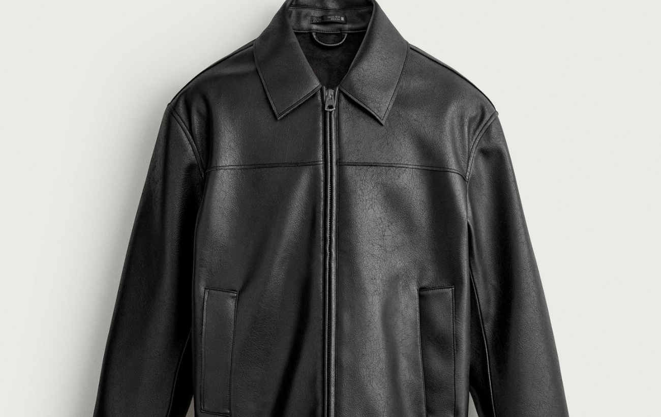 REGULAR FIT LEATHER EFFECT OVERSHIRT